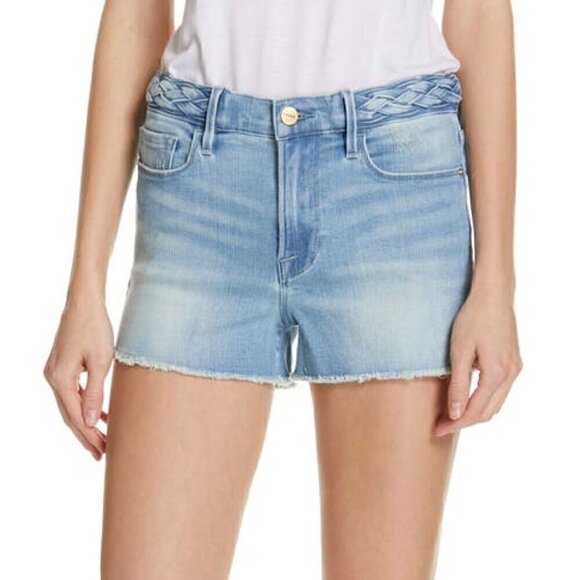 FRAME Le Cutoff Braid Waist Denim Shorts size 26
